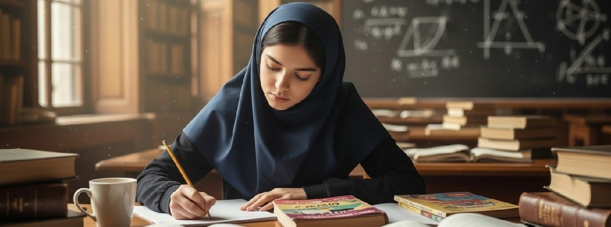 دختر در کلاس درس/پای تخته