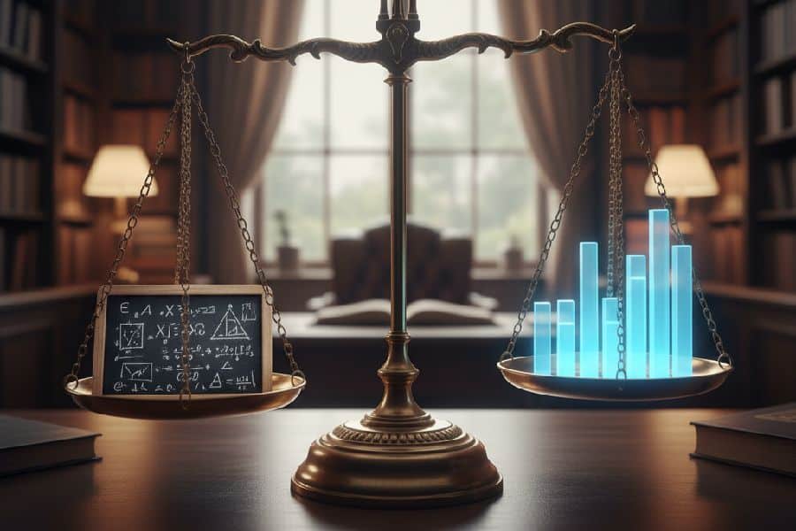 ترازوی مقایسه ضریب اسمی و تاثیر واقعی نمره ریاضی